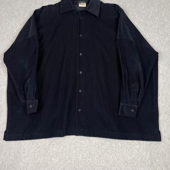 Eskandar Black Corduroy Long Sleeve Boxy Oversized Button Up Shirt Size 1 - Picture 3 of 8